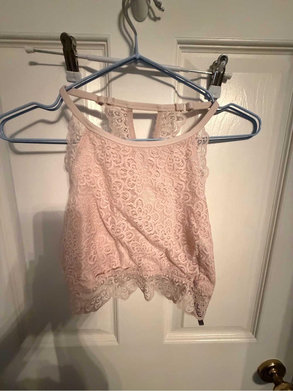 aerie Lace Cropped Tank bralette in Light Pink, xl